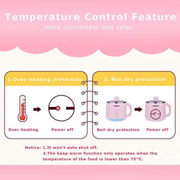Dezin Hot Pot Electric, Rapid Noodles Cooker, Stainless Steel Electric Pot 1.6 Liter, Perfect for Ramen, Egg, Pasta, Dumpling, Soup, Porridge, Oatmeal with Temperature Control and Keep Warm Function
