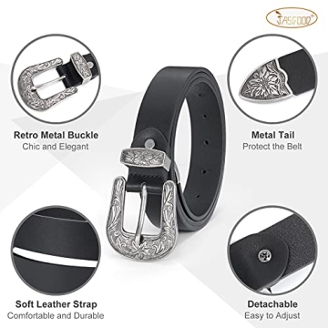 JASGOOD Women Western Leather Belt for Plus Size Fashion