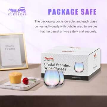 CUKBLESS Iridescent Stemless Wine Glasses Set of 4