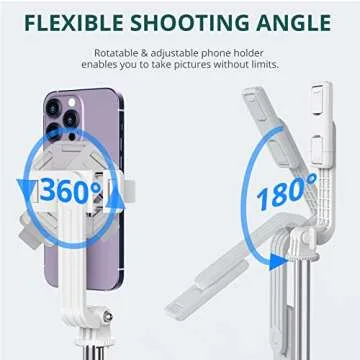 ATUMTEK 49" Selfie Stick Tripod, Stable Tripod Stand with Detachable Bluetooth Remote, Compatible with iPhone 14 Pro Max/14 Plus/14/13/12/11, GoPro, Samsung, LG, Google Smartphones, White