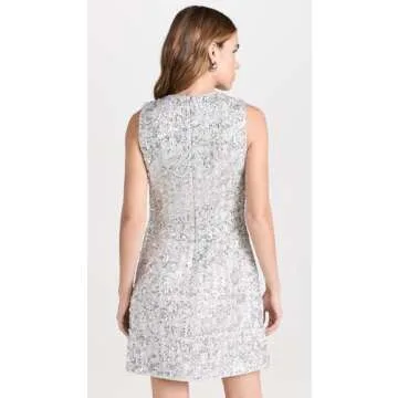 Shoshanna Women's Silver Sequin Tweed Virgo Dress