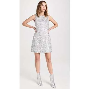 Shoshanna Women's Silver Sequin Tweed Virgo Dress