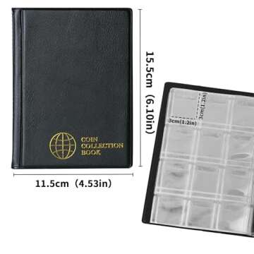 Coin Collection Album 120 Pockets - 3x3cm/1.2x1.2 inch Coin Holder Book Coin Storage Album Money Pen...