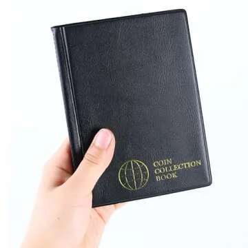 Coin Collection Album 120 Pockets - 3x3cm/1.2x1.2 inch Coin Holder Book Coin Storage Album Money Penny Pocket for Collectors Black CS0112BK