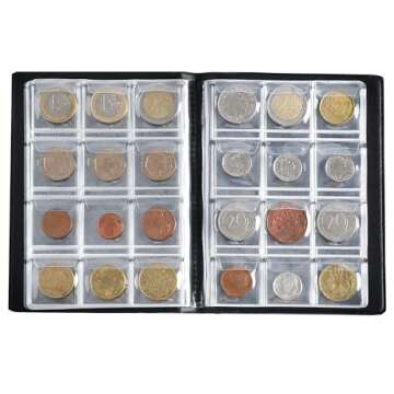 Coin Collection Album 120 Pockets - 3x3cm/1.2x1.2 inch Coin Holder Book Coin Storage Album Money Penny Pocket for Collectors Black CS0112BK