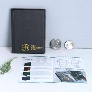 Coin Collection Album 120 Pockets - 3x3cm/1.2x1.2 inch Coin Holder Book Coin Storage Album Money Penny Pocket for Collectors Black CS0112BK