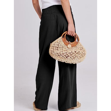 Stylish ANRABESS Women Linen Palazzo Pants for Summer