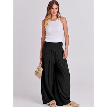 Stylish ANRABESS Women Linen Palazzo Pants for Summer