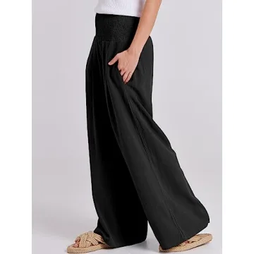 Stylish ANRABESS Women Linen Palazzo Pants for Summer