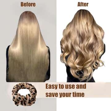 VANVO Heatless Hair Curler Scrunchie, Brown dots - Premium Quality, No Heat/Damage Hair, DIY Overnight Hairstyles for Long Hair, Women, Teens, Soft Ponytail Hairband