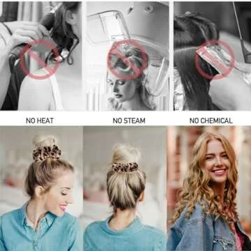 VANVO Heatless Hair Curler Scrunchie, Brown dots - Premium Quality, No Heat/Damage Hair, DIY Overnight Hairstyles for Long Hair, Women, Teens, Soft Ponytail Hairband