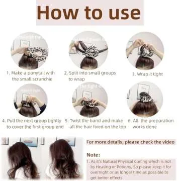 VANVO Heatless Hair Curler Scrunchie, Brown dots - Premium Quality, No Heat/Damage Hair, DIY Overnight Hairstyles for Long Hair, Women, Teens, Soft Ponytail Hairband