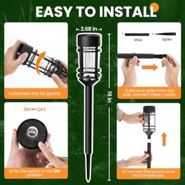 SOLPEX Solar Path Lights, 4 Pack Solar Pathway Lights Outdoor, Waterproof Solar Powered Landscape Lights for Yard Path Landscape Walkway