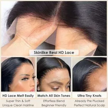 Flady 12 inch Straight Bob Wig Human Hair 13x4 HD Frontal Lace Wig Short Bob Wigs for Women Glueless Bob Lace Front Wigs Human Hair Pre Plucked 150% Density Natural Black Color