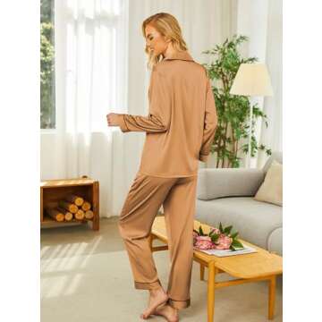 Ekouaer Silk Satin Pajamas - Long Sleeve 2 Piece Set