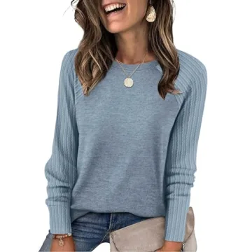 Stylish Blue Sampeel Sweater for Women Long Sleeve Tops Perfect for Work & Casual Outings