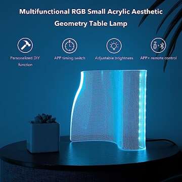 Modern Curved RGB Table Lamps for Bedrooms and Desks - Futuristic Ambient Mood Lighting for Gaming R...