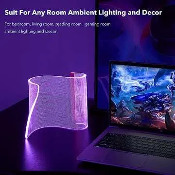 Modern Curved RGB Table Lamps for Bedrooms and Desks - Futuristic Ambient Mood Lighting for Gaming Rooms