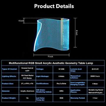 Modern Curved RGB Table Lamps for Bedrooms and Desks - Futuristic Ambient Mood Lighting for Gaming Rooms