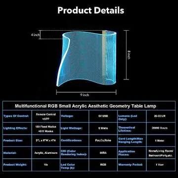 Modern Curved RGB Table Lamps for Bedrooms and Desks - Futuristic Ambient Mood Lighting for Gaming Rooms