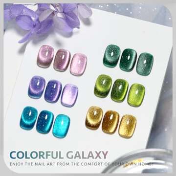 GAOY Glitter Cat Eye Gel Nail Polish Set with Magnet Colorful Galaxy for Holographic Cat Eye, Salon ...