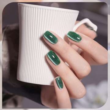 GAOY Glitter Cat Eye Gel Nail Polish Set with Magnet Colorful Galaxy for Holographic Cat Eye, Salon Gel Manicure and Nail Art DIY at Home