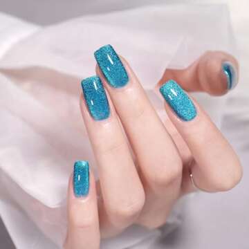 GAOY Glitter Cat Eye Gel Nail Polish Set with Magnet Colorful Galaxy for Holographic Cat Eye, Salon Gel Manicure and Nail Art DIY at Home