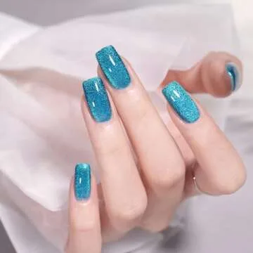 GAOY Glitter Cat Eye Gel Nail Polish Set with Magnet Colorful Galaxy for Holographic Cat Eye, Salon Gel Manicure and Nail Art DIY at Home