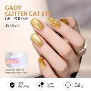 GAOY Glitter Cat Eye Gel Nail Polish Set with Magnet Colorful Galaxy for Holographic Cat Eye, Salon Gel Manicure and Nail Art DIY at Home