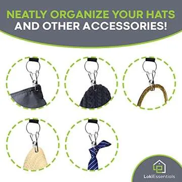 LokiEssentials Hat Rack for Baseball Caps, Hanging Hat Organizer Display Holder, Hanger Hat Holder for Closet, Ball Cap Hat Storage Ideas (2-Pack)
