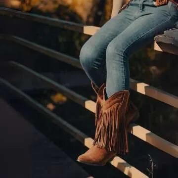 SheSole Women's Fringe Western Cowboy Boots Wide Calf Cowgirl Brown US 8