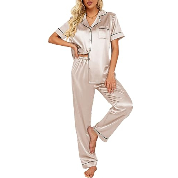Ekouaer Silk Satin Pajamas Set - Elegant Sleepwear for Women