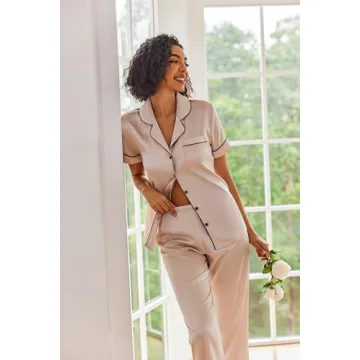 Ekouaer Silk Satin Pajamas Set - Elegant Sleepwear for Women