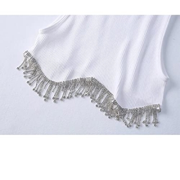 Stylish Rhinestone Trim Crop Tank Top for Women