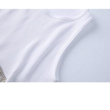 Stylish Rhinestone Trim Crop Tank Top for Women