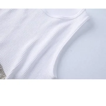 Stylish Rhinestone Trim Crop Tank Top for Women