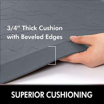 Anti Fatigue Kitchen Mat for Floor by DAILYLIFE, 3/4" Thick Kitchen Cushioned Mat, Standing Comfort Mat for Home, Office, Garage, Non-Slip Bottom, Waterproof & Easy-to-Clean (24" x 36", Grey)