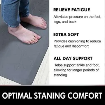 Anti Fatigue Kitchen Mat for Floor by DAILYLIFE, 3/4" Thick Kitchen Cushioned Mat, Standing Comfort Mat for Home, Office, Garage, Non-Slip Bottom, Waterproof & Easy-to-Clean (24" x 36", Grey)