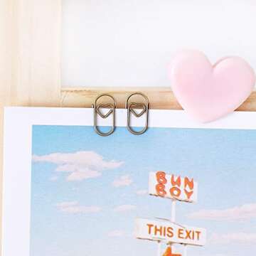 200 Pcs Small Paper Clips Love Heart Shaped Paperclips Stainless Steel in Tinplate Paper Clips Holde...