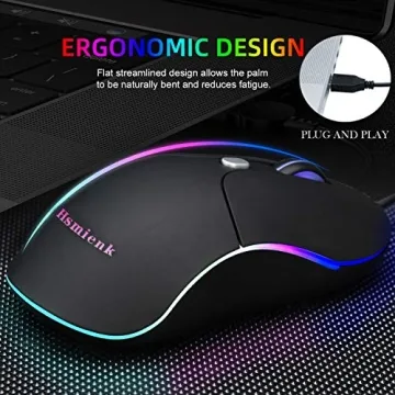 Wired USB Mouse with LED Backlight, 3200 DPI and Comfort