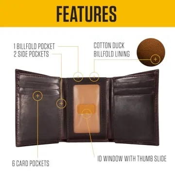 Carhartt Men's Brown Trifold Wallet, Oil Tan Leather