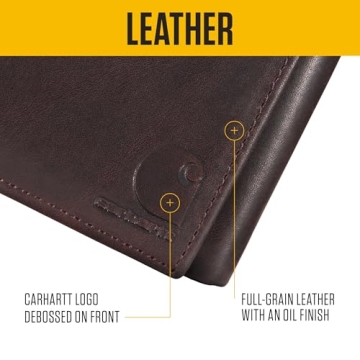 Carhartt Men's Brown Trifold Wallet, Oil Tan Leather