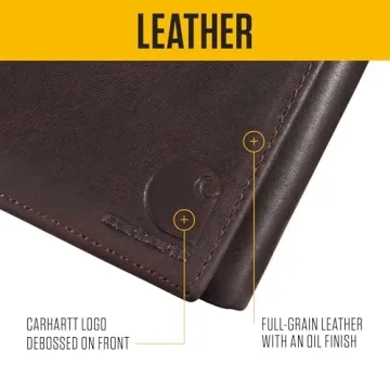 Carhartt Men's Brown Trifold Wallet, Oil Tan Leather