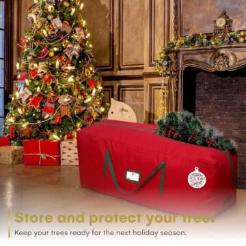 HOLIDAY SPIRIT Christmas Tree Storage Bag - Heavy-Duty 600D Oxford Canvas for 7.5 Ft Trees - Waterpr...