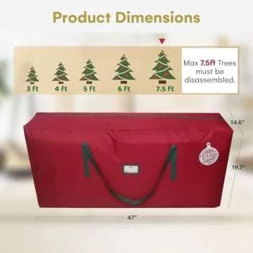 HOLIDAY SPIRIT Christmas Tree Storage Bag - Heavy-Duty 600D Oxford Canvas for 7.5 Ft Trees - Waterproof, Tear-Resistant, and Dustproof with Reinforced Handles and Dual Zipper - Xmas Tree Storage Box