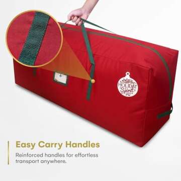 HOLIDAY SPIRIT Christmas Tree Storage Bag - Heavy-Duty 600D Oxford Canvas for 7.5 Ft Trees - Waterproof, Tear-Resistant, and Dustproof with Reinforced Handles and Dual Zipper - Xmas Tree Storage Box