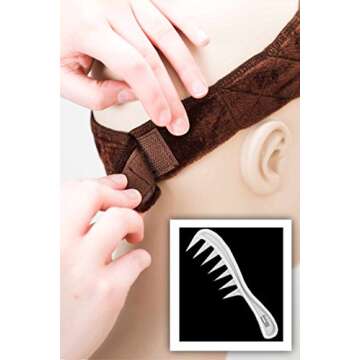 Cardani Magic Wig Grip Headband and Wig Comb I Non Slip Velour Secures Wigs Black