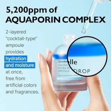 Genabelle Crystal Drop Hydra Booster Ampoule – Hydrating Serum with Hyaluronic Acid, Panthenol & Jojoba Oil for Skin Barrier and Glow – 1.01 fl.oz