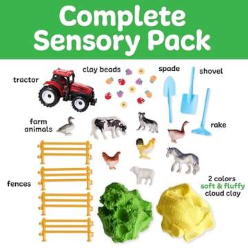 Creativity for Kids Sensory Pack: Farm, Sensory Toys for Toddlers 3-4+, Pretend Play Farm Animals Toys, Toddler Travel Activities