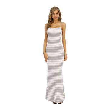 Famulily Women’s Striped Maxi Dress for Beach and Parties